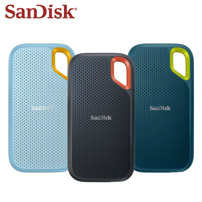 

Портативный твердотельный накопитель SanDisk Extreme E61 NVMe USB3.2 Gen2 до 1050 МБ/с TypeC Черный Синий Зеленый 4T 2T 1T 500G для передачи данных PSSD