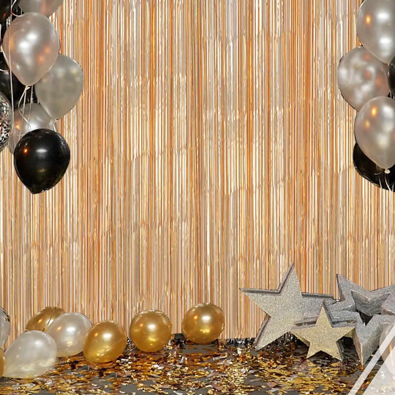 Laser Champagner Lametta Folie Fransen Vorhänge Foto Hintergrund Luftschlangen Folie Fransen Hintergrund Vorhang für Weihnachten Geburtstag Hintergrund – Detail 40