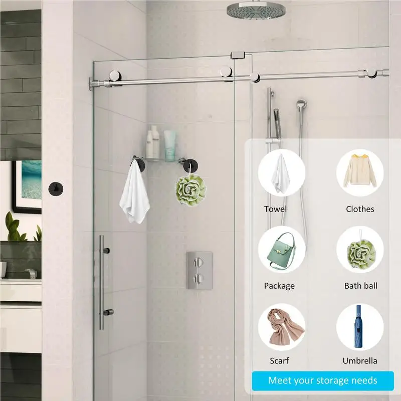 Strong Vacuum Bathroom Suction Cup Stainless Steel Hooks  Reusable Bathroom Shower Hooks Removable Towel Rack For Sponge Loofah