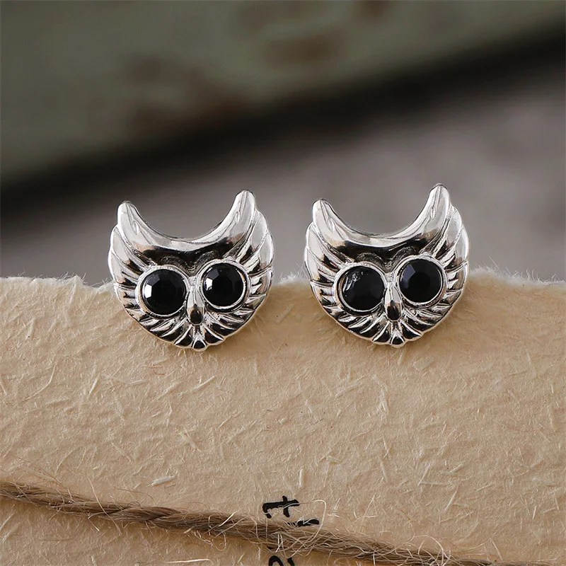

DIY accessories European and American cross-border new fashion owl stud earrings, personalized trend, light luxury, niche versat