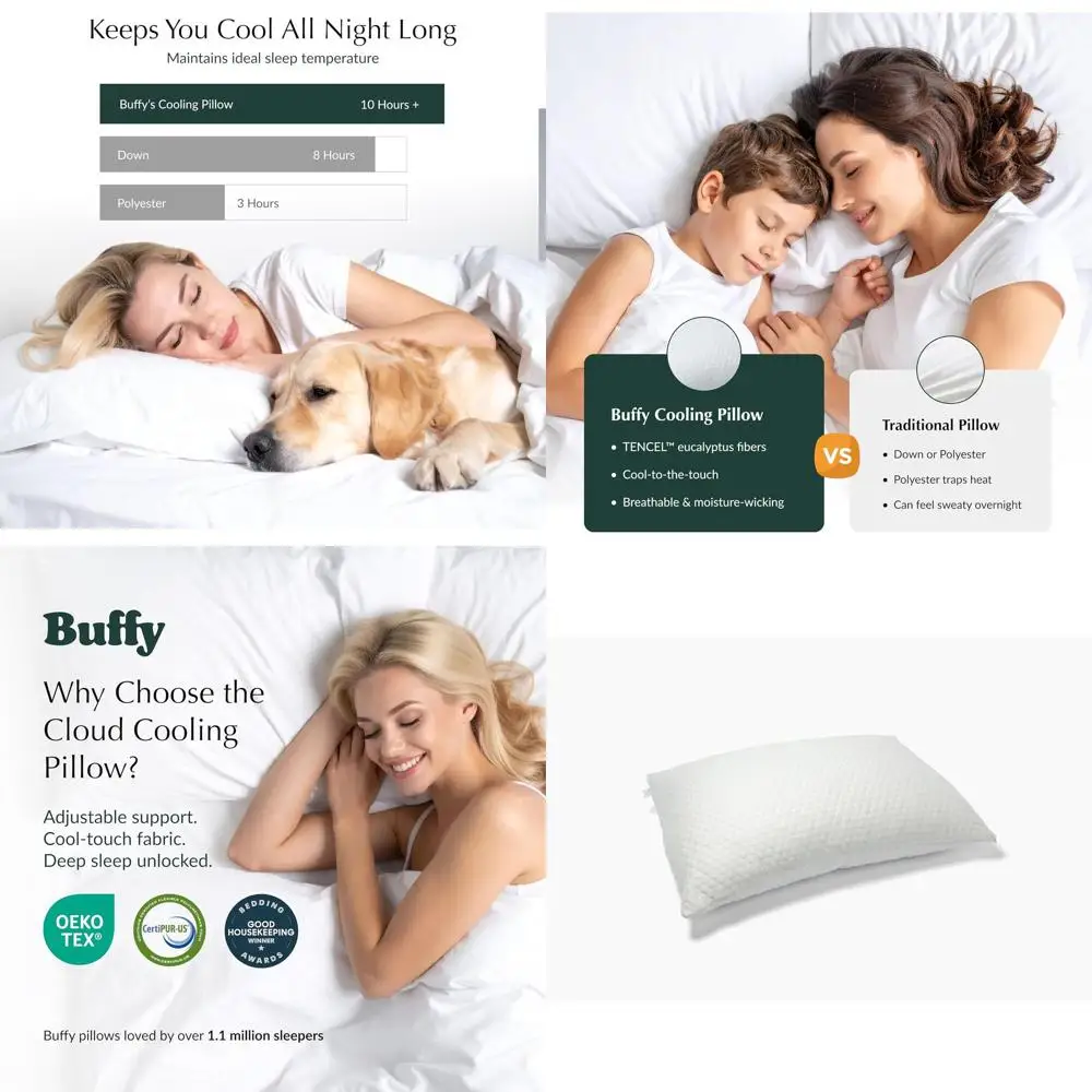 

Охлаждающая подушка 2-го поколения Cloud — регулируемая пена, Chill All Night, CertiPUR-US, моющийся чехол, стандартный размер