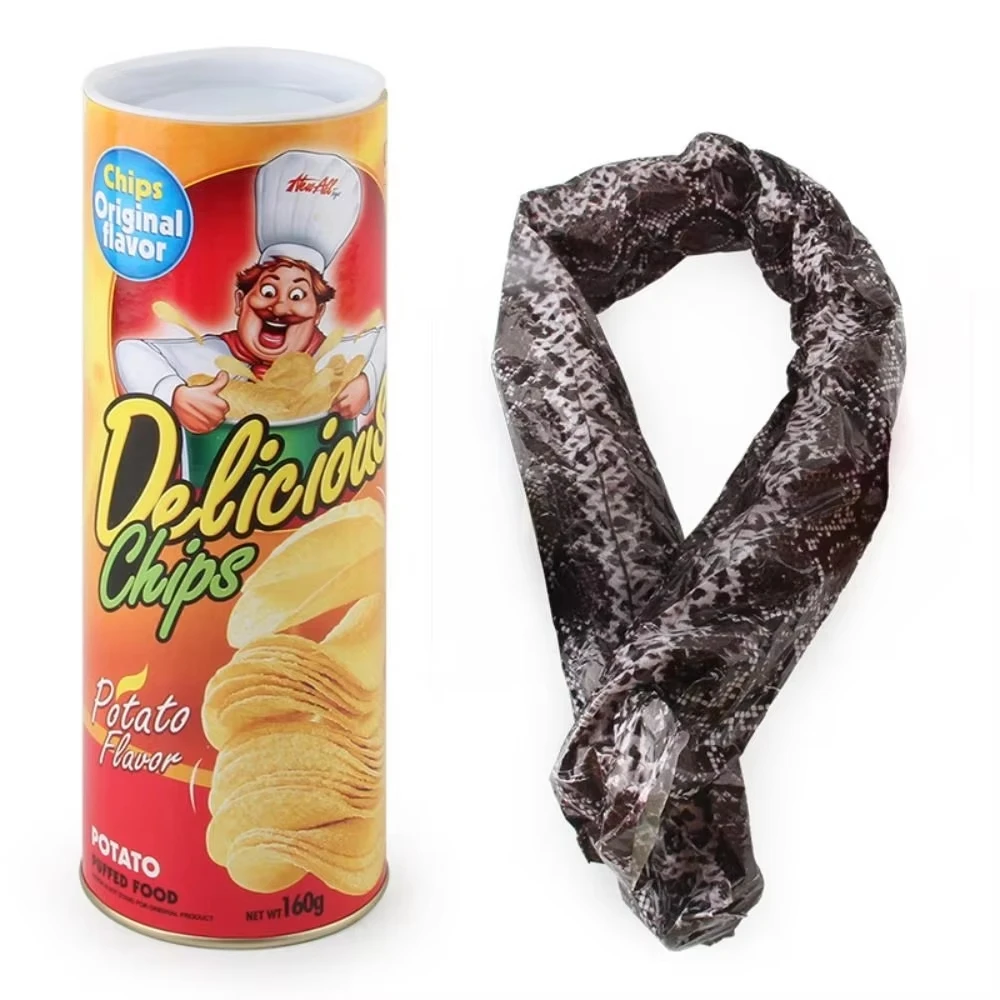 The Potato Chip Snake Stage Magic Tricks Snake Toy April Fool Day Halloween Party Jokes in A Can Gag Gift Scary Fries Fun Toys