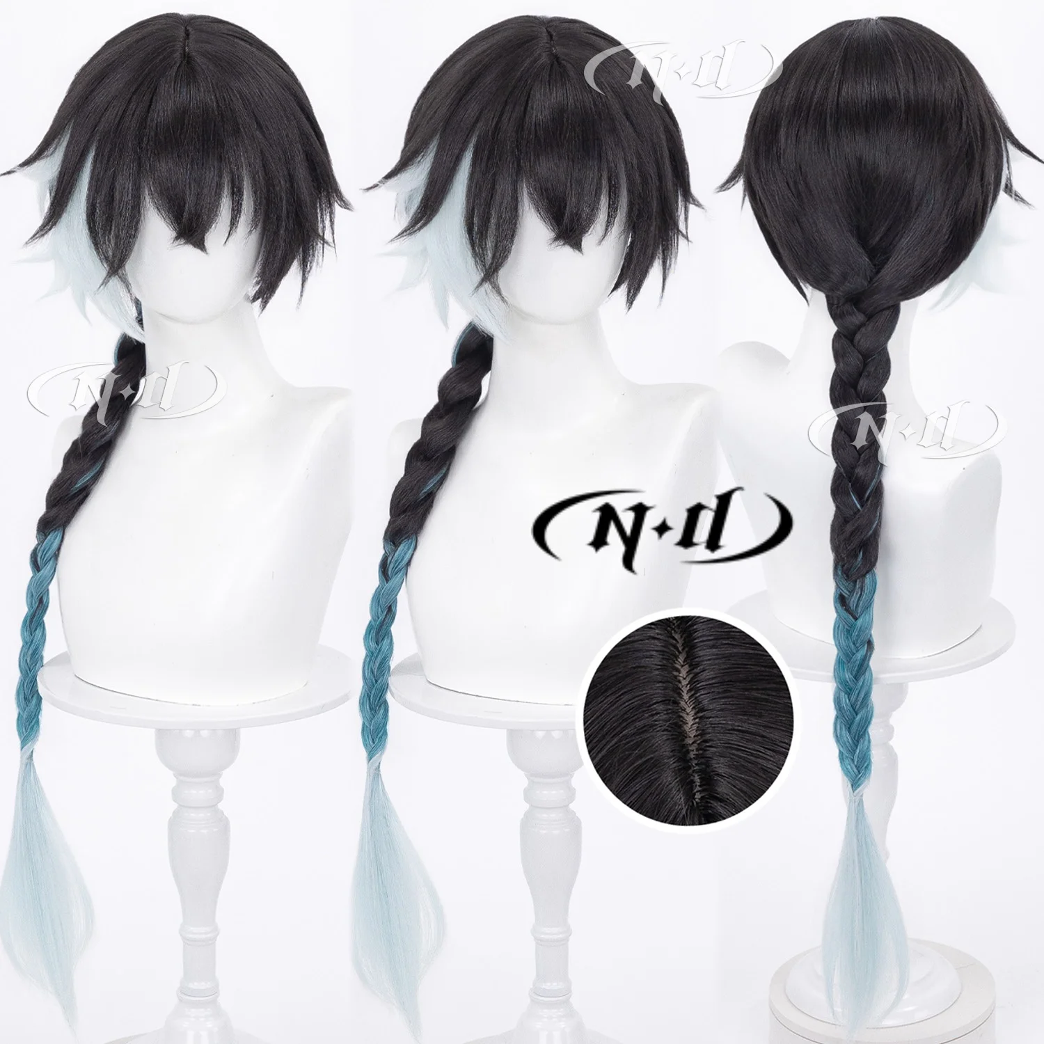 ND Brand Jingran Type B WuWa Wuthering Waves  Cosplay Wigs Hair Hairpiece for Comic-con Cosplayer Halloween Costume Party Theme