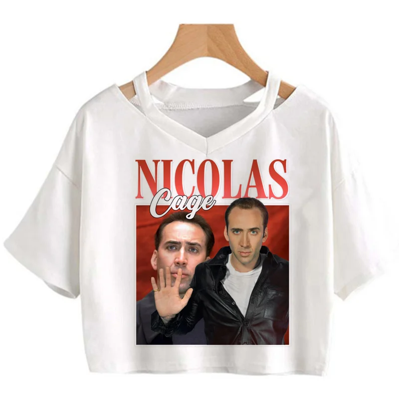 nicolas cage tshirt women harajuku kawaii kawaii streetwear crop top aesthetic harajuku