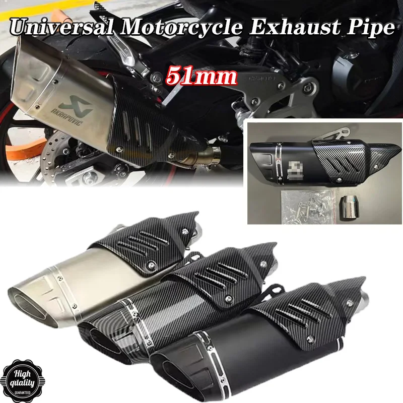 51mm Universal Escape Moto Motorcross Exhaust Motorcycle Pipe Muffler AK For HONDA CBR650F CBR300 Z250 Z400 Z900 Z800 R6 