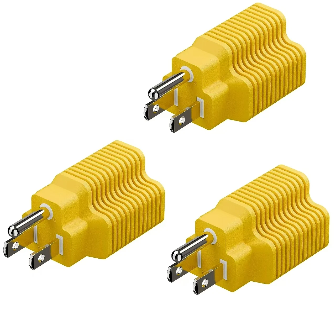 Yellow(3PACK)Nema 5-15P to 5-20R,5-15P to 6-15R,5-15P to 6-20R, 4 in 1 T Blade AC Power Adapter,15A 125V to 20A 250V Adapter,