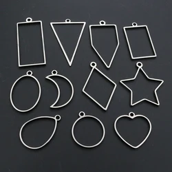 10pcs Oval Round Heart Moon Shape Stainless Steel Frame Bezel Rings For DIY Earring Neckalce Pendant Charms Jewelry Makings