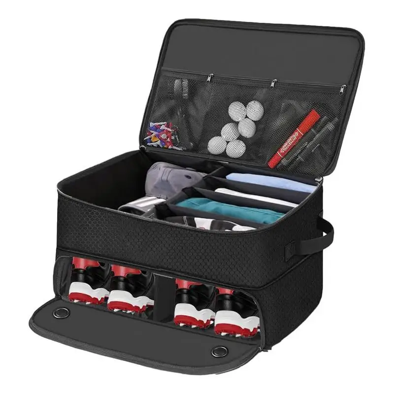 Car Golf Locker 2 Layer Golfer Locker 2 Shoe Compartments Waterproof Car Golf Storage With Ventilated Compartment For Golf