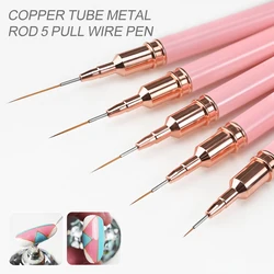 5Pcs/Set French Nail Art Liner Painting Brush 7/10/12/15/20mm Dotting Drawing Pens Lines&Stripe&Flower Painting Manicure Tools #