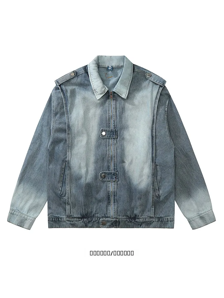 

Оверсайз джинсовая куртка свободного кроя в гонконгском стиле, весенняя молодежная модная модель с длинными рукавами и отложным воротником