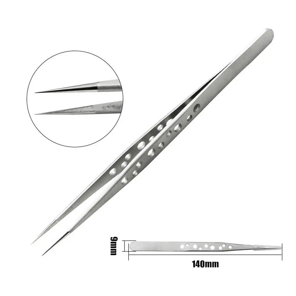 1PC Anti-Static Stainless Steel Tweezers Electronics Phone Repairing Tool Eyebrow Eyelash Tweezers Make Up Forceps Hand Tools