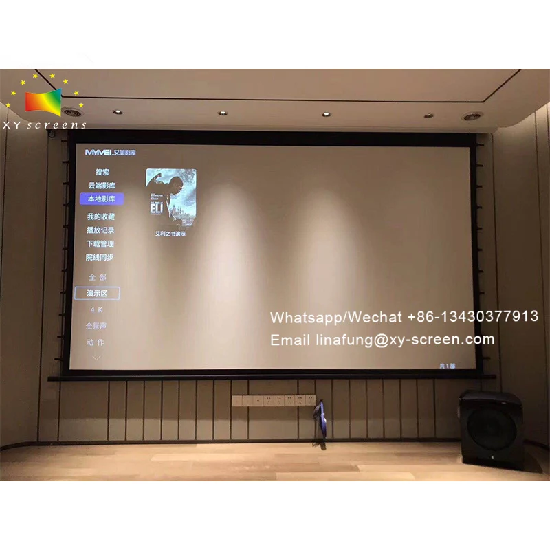 XY Screens 150-220inch pantalla proyector motorizado Tension Projector Screen 4K Sound White Woven Acoustic Transparency