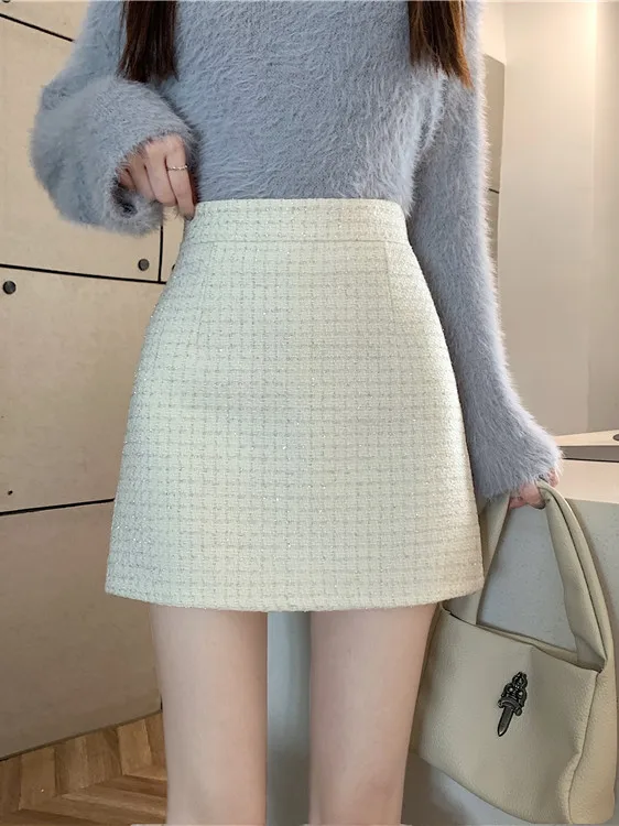 

Tweed Skirt Women's Autumn Winter New Sle Sweet And Spicy Girl Sexy Temperament Slimming Bodycon ort Skirt