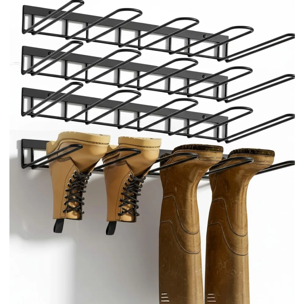 

8-парная настенная полка для ботинок, металлический органайзер для обуви для высоких ботинок и ковбойской обуви, экономия места для хранения в гараже в прихожей