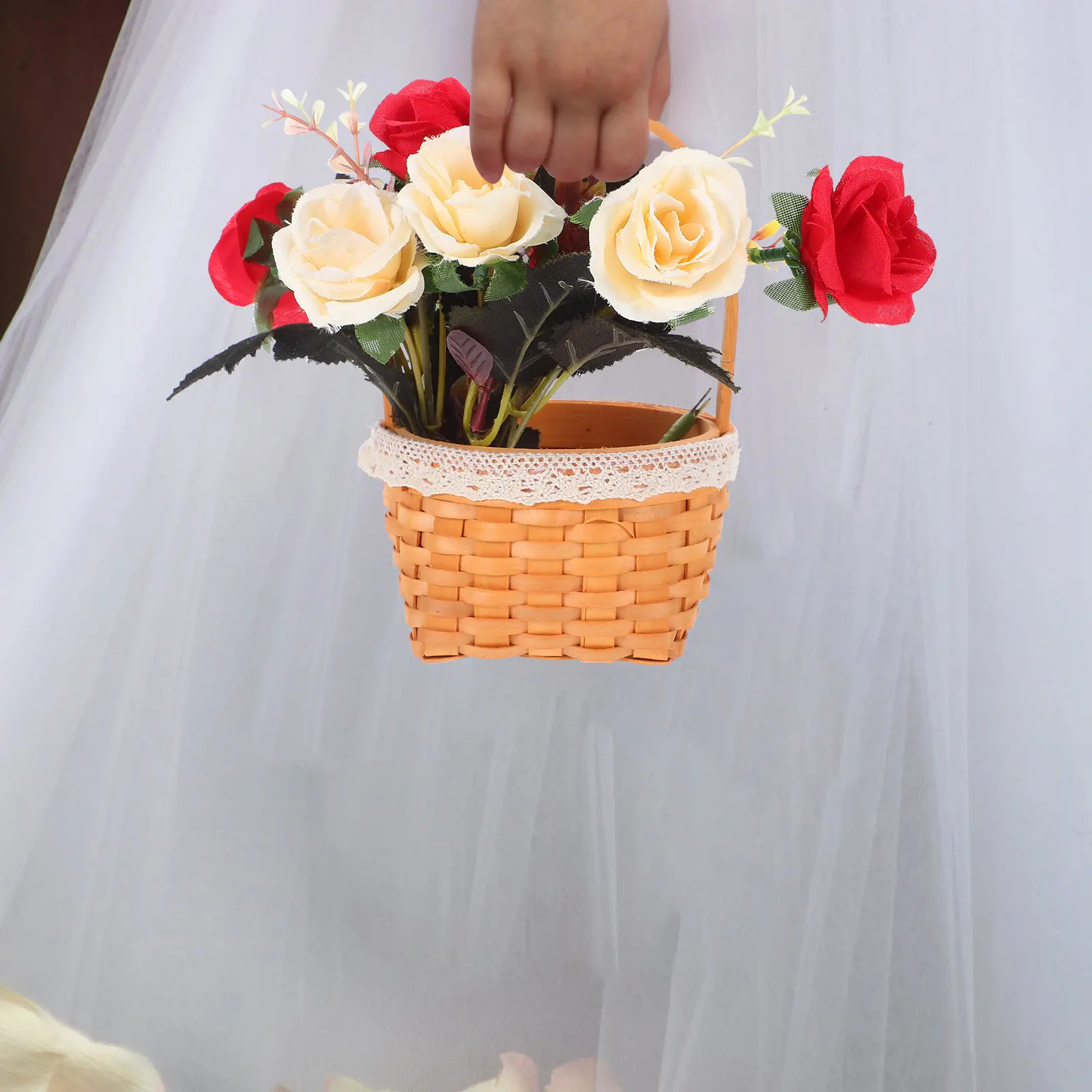 

Деревянная корзина ручной работы для цветов на свадьбу, в деревенском стиле, для яиц и конфет, универсальная, для декора кухни и сада, для хранения цветов