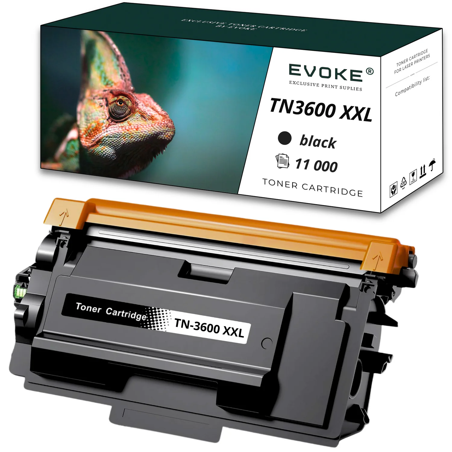 Evoke Compatibele Toner voor Brother Tn-3600Xxl Tn3600Xxl Tn-3600 Tn3600 Zwart 11000 Pagina's Hl-L5210Dw Hl-L6210Dw Mfc-L5710Dw Dcp-L5510Dw