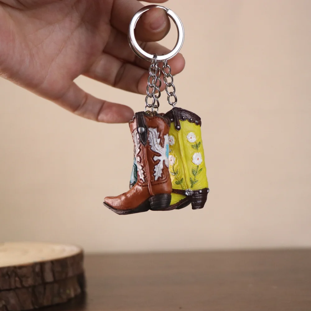 Amerikanische Spezial- und Themen-Heimdekoration 3D Mini-Cowboystiefel-Anhänger Wohnzimmer Wanddekoration Taschenzubehör Schlüsselanhänger – Detail 3