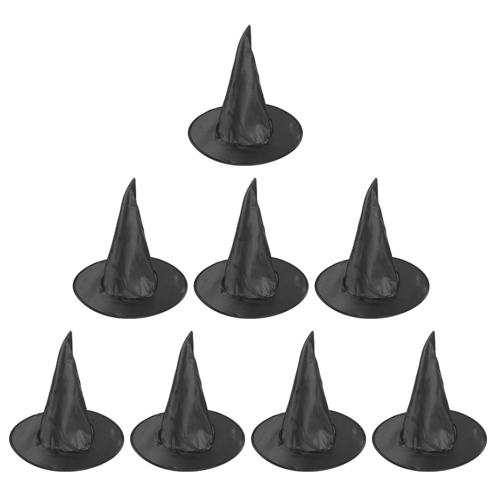 8 Pcs Wizard Hat Black Witch Decoration Ornament Girl Halloween Role-play Photo Prop Party Cloth Cosplay Wide Brim