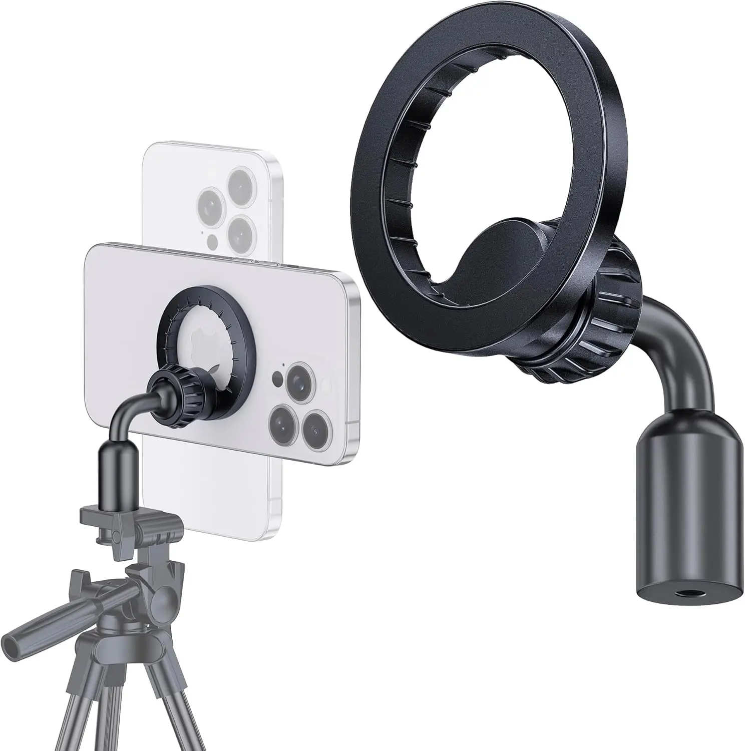 

Upgraded Metal Magnetic Tripod Mount Holder with 1/4" Screw Hole for iPhone and Android Phones