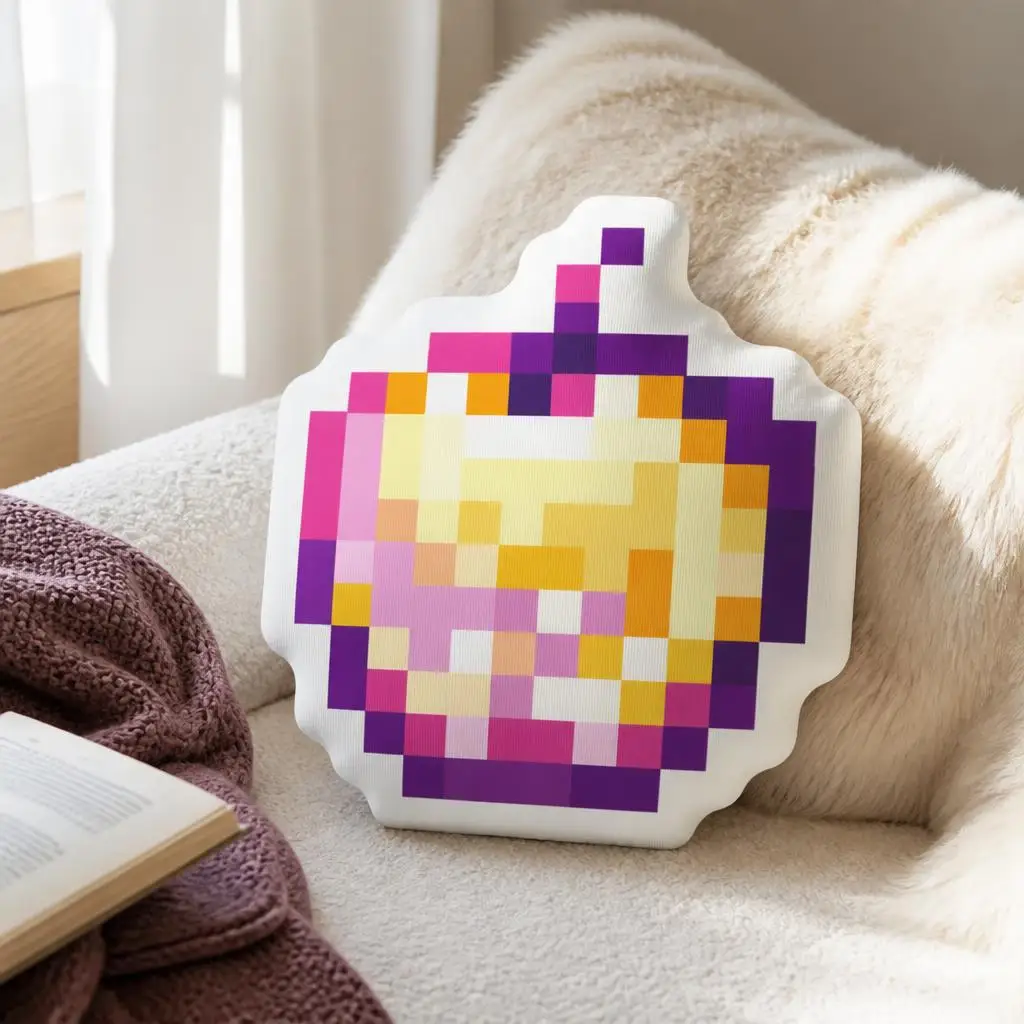 Game Elements in pixel Style Enchanted Golden Apple Plush Pillow Cushion Irregular Stuffed Throw Pillow Home Decor Gift Sofa