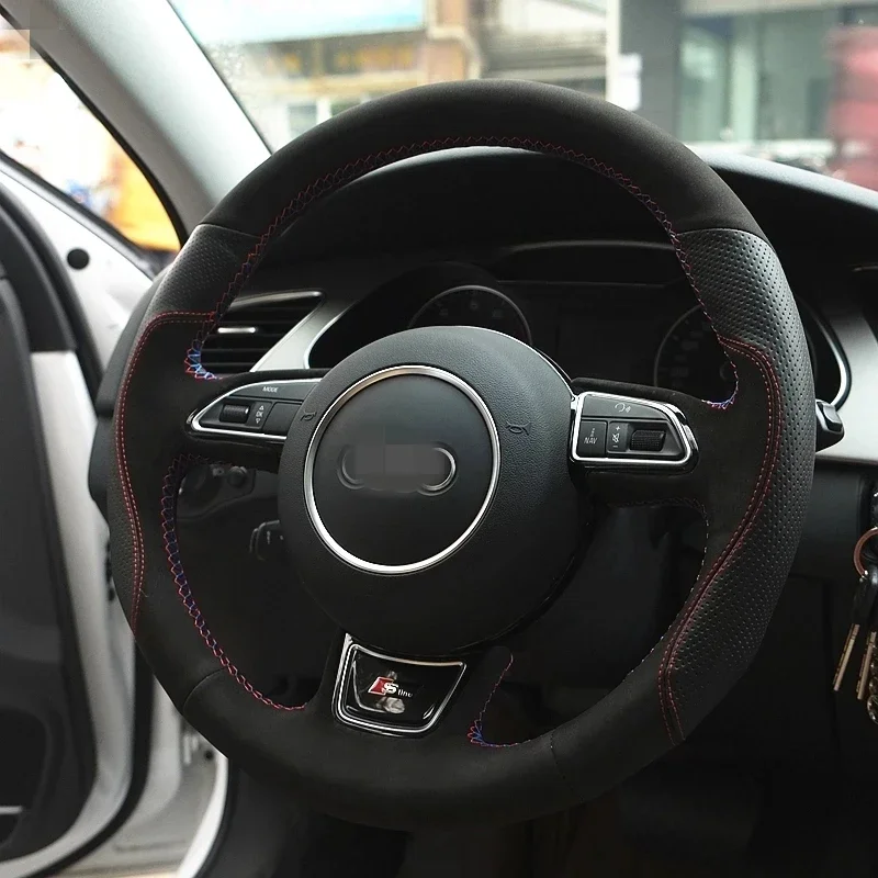 

For AUDI series High Quality Hand-stitched Anti-Slip DIY Steering Wheel Cover