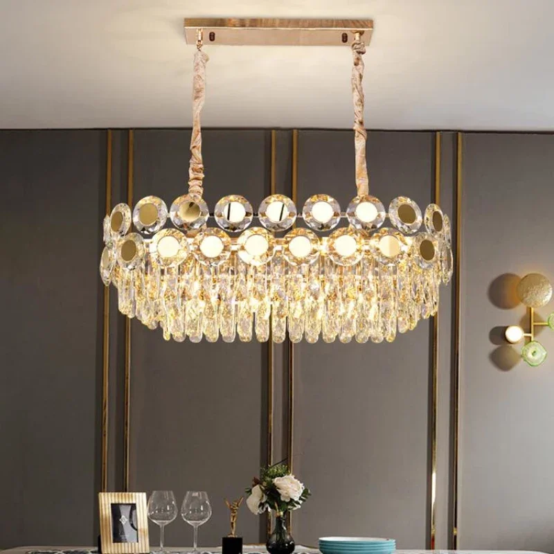 

New luxury crystal restaurant kitchen chandelier gold living room bedroom decoration lamp modern LED lighting