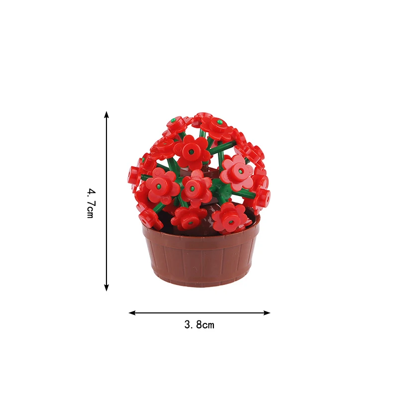 building block MOC garden view flower pot ball-flower rose Chinese rose cherry blossom daffodil  assemble toy