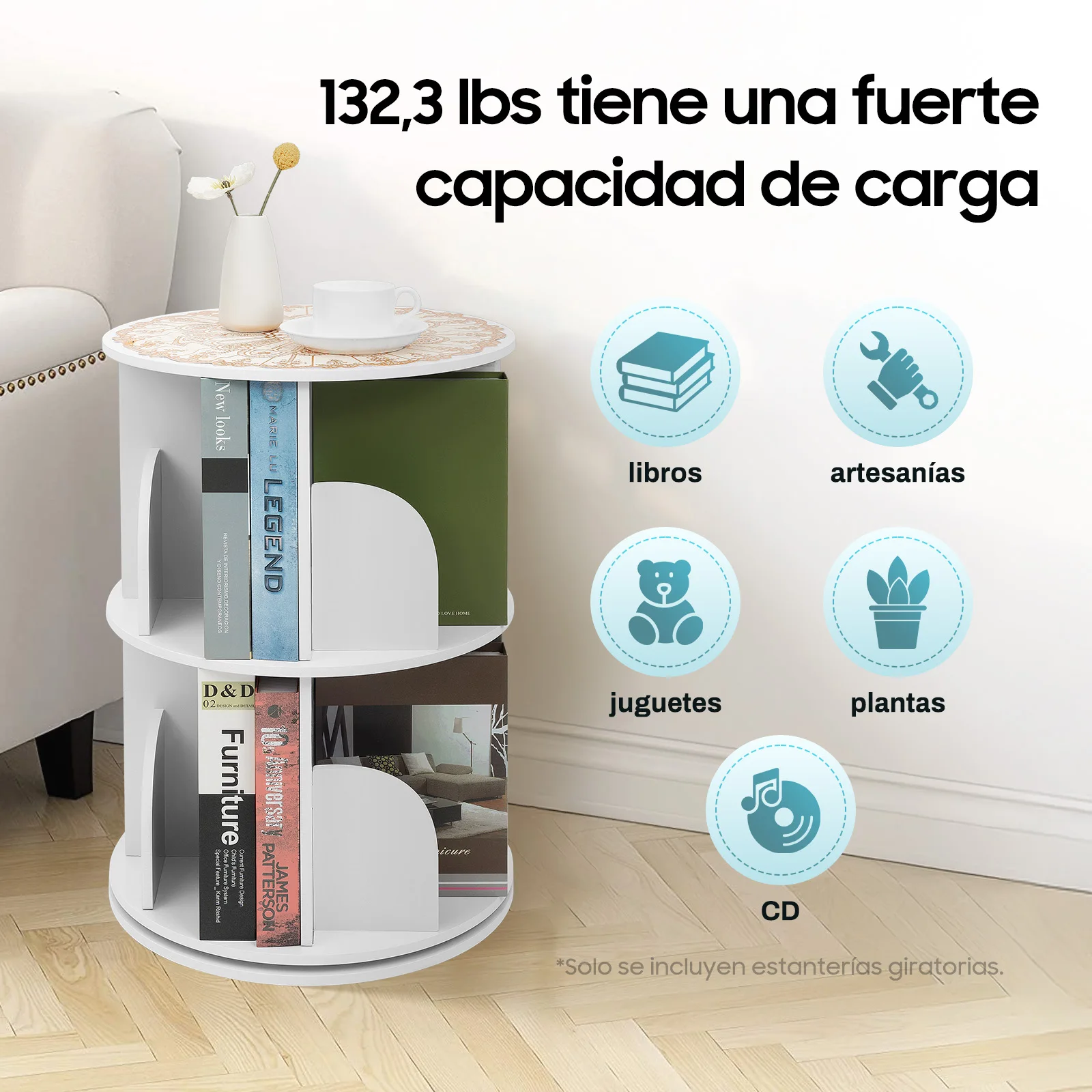 

Двухуровневая вращающаяся книжная полка: стильный дизайн, соединяющая реальность и воображение, добавляет культурное очарование и художественная атмосфера.