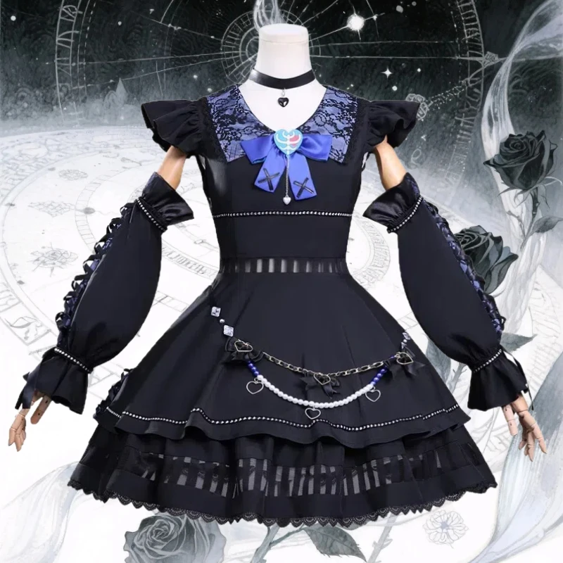

Game Shikano Ichigo Cosplay Costume Black Lolita Dress Uniform Jirai Kei Style Role Play Outfit Full Set for Women Theme Party