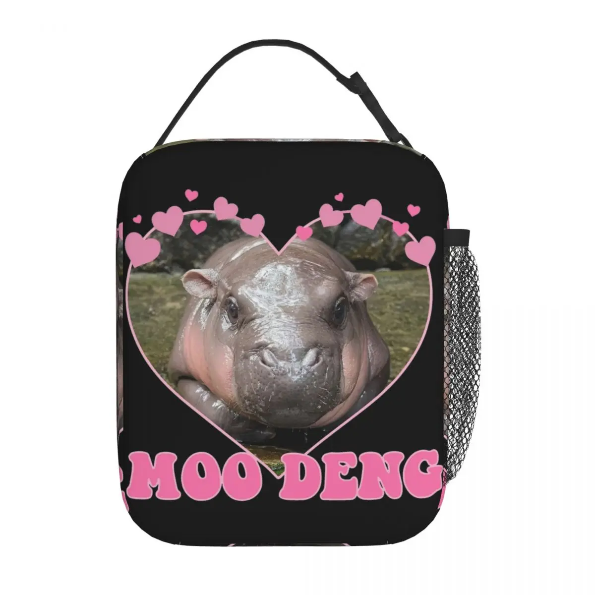 Moo Deng-fiambrera térmica portátil para niños, bolsa de almuerzo con aislamiento, almacenamiento de animales para bebés, Enfriador de alimentos, Bento Box para la escuela y la Oficina