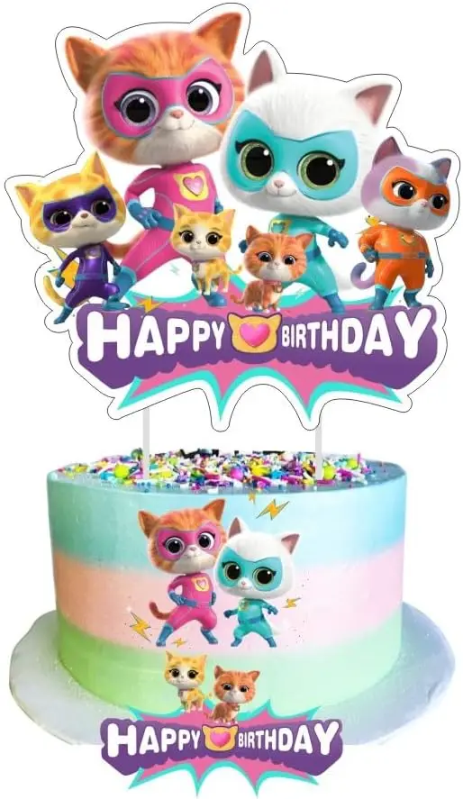 25pcs Super Cats Cake Decorations Cupcake Toppers Kitties Birthday Party Supplies