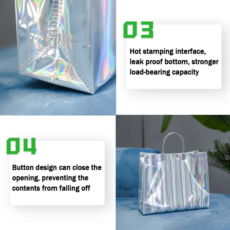 5PCS Multi Color Handheld Gift Bag Waterproof Thickened Laser Gift Bag Suitable for Shopping Mall Birthday Parties Wedding