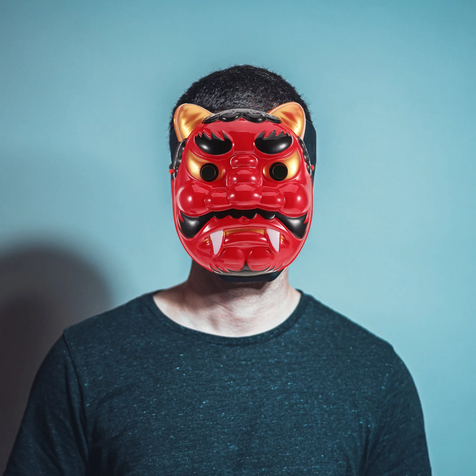 

2 шт., японский демон-самурай, пластиковый головной убор на Хэллоуин, маскарадный костюм для вечеринки, реквизит, страшная маска на Хэллоуин, многоразовая