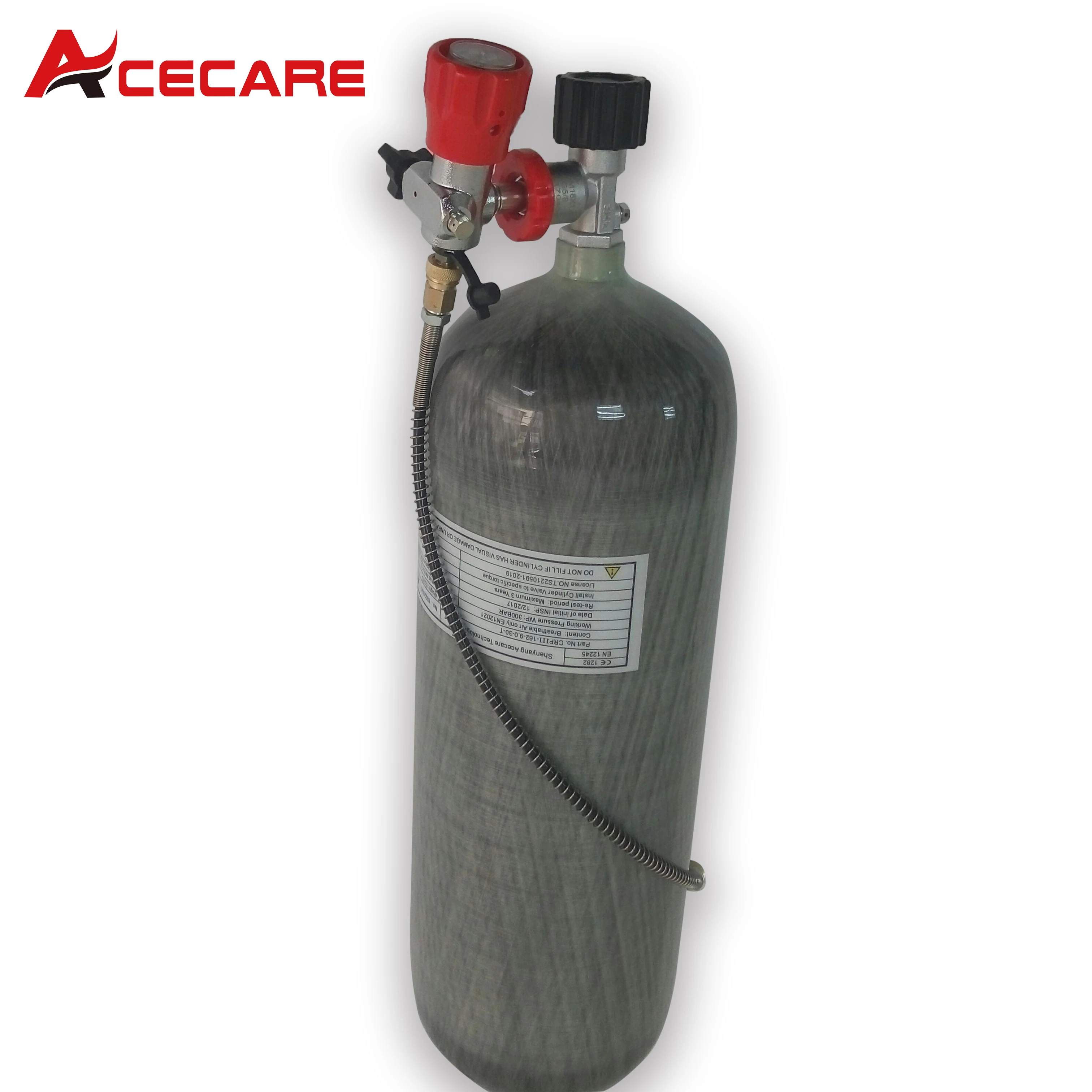 Acecare 9L CE 300Bar 4500psi Carbon Fiber Cylinder With Nomal Gauge and Filling Station For Scuba Diving