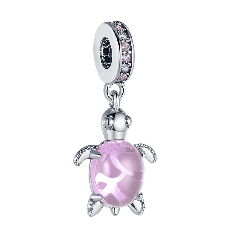 New Arrivals Blue，pink，Red Murano Glass Sea Turtle Dangle Charms Beads Fit Original 925 Sterling Silver Pandora Bracelet Jewelry