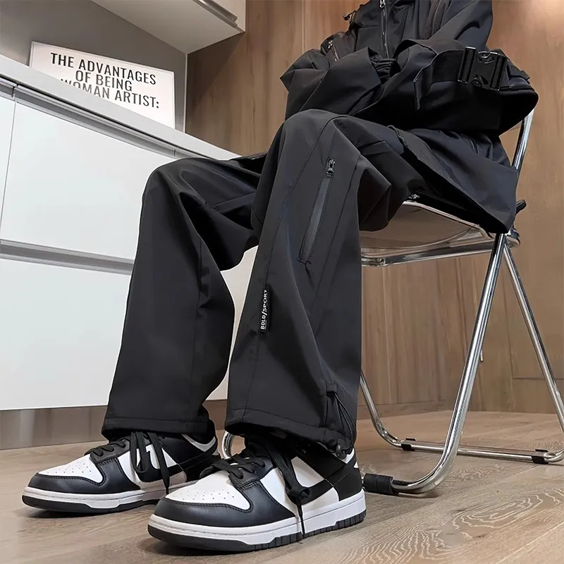 

Мужская повседневная свободная уличная одежда с подкладкой Fce, ветрозащитные длинные брюки, осенне-зимняя уличная рабочая одежда, прямая кожа...