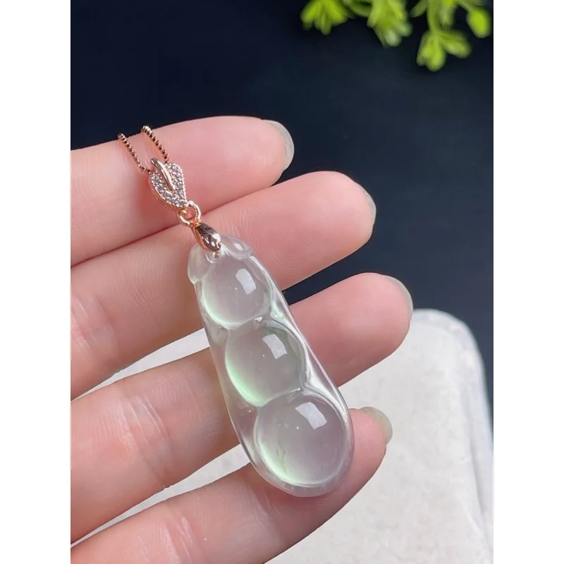 New Product Recommendation Ice-like Jade Bean Pendant Female Necklace Jade