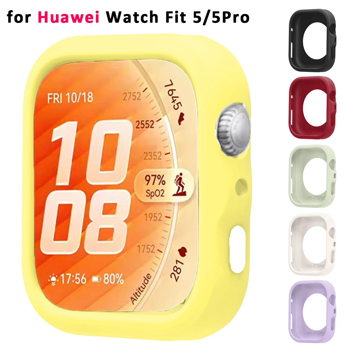 Silicone Case For Huawei Watch Fit 5/Fit5 Pro Screen Protector Shell Bumper Cover Smartwatch Accessories Protective Frame Case