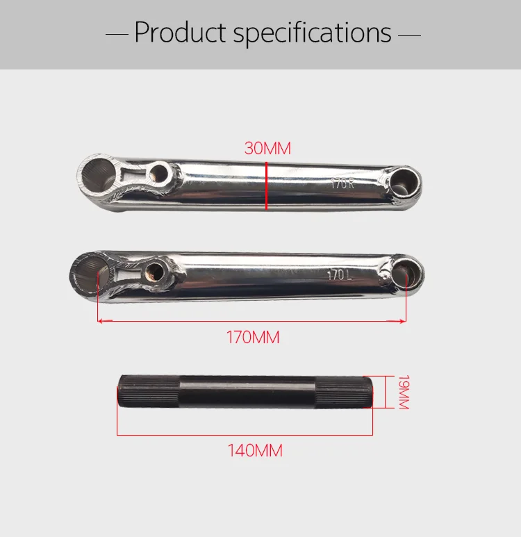 BMX BIKE Crankarm Chrom Schwarz CRMO Stahl 48T*19MM*170MM 9/16 Mid BB/ Euro BB/ Spanisch BB/ American BB – Detail 3