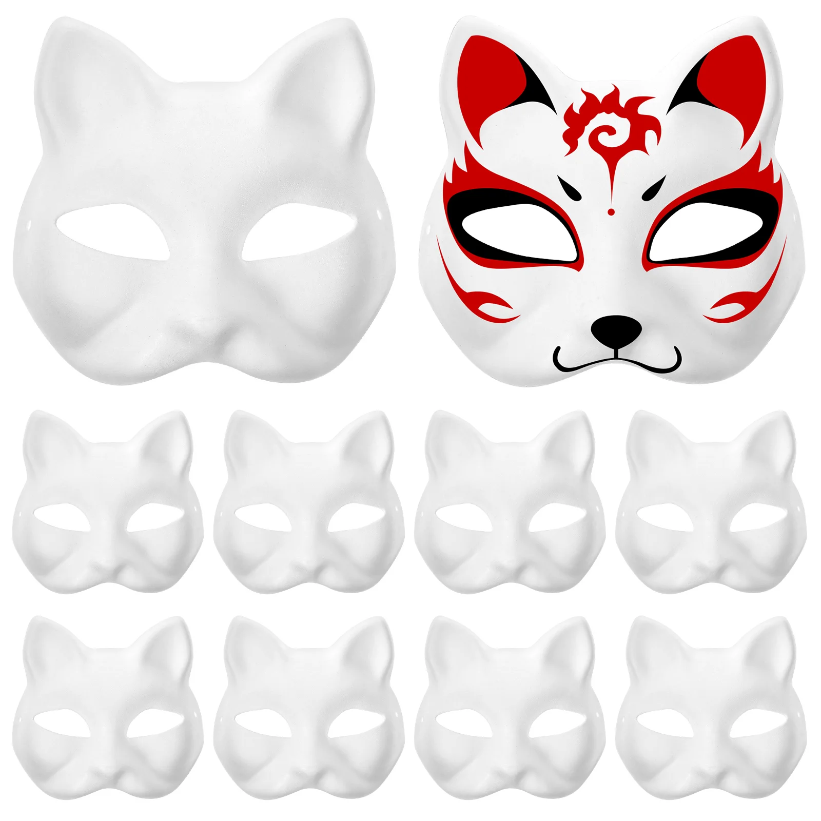 15 Pcs Pulp Blank Mask Hand-made DIY Cosplay Masquerade Accessories Props White Paper Facial Design Your Own Paintable