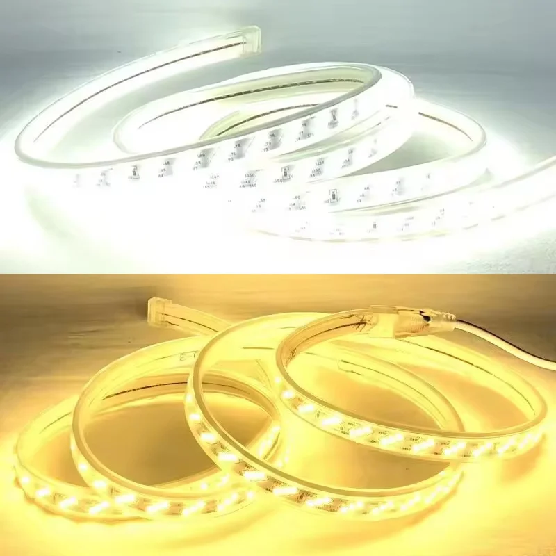 Imagem -04 - Impermeável Led Strip Lights para Sala de Estar Fita Fita Flexível Jardim Iluminação ue Power Plug 220v 2835