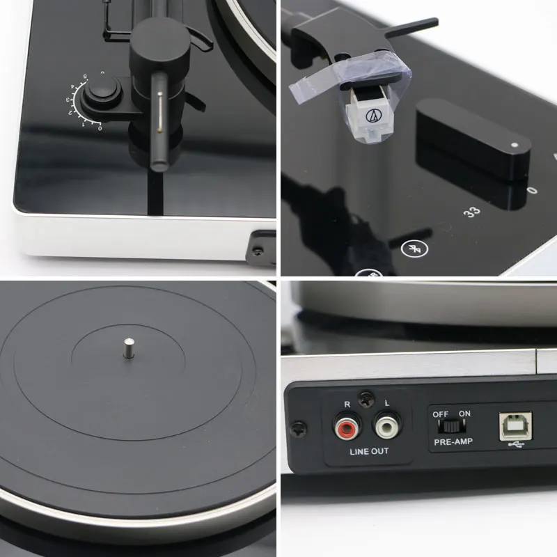 Turntable com Transmissores Blue-tooth e USB, Vinyl Record Player para Gravação PC