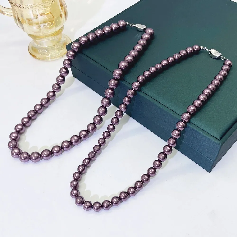 

Charm Natural Purple Shell Pearl Necklace for Women Birthday Parties Girls Gifts Luxury Clavicle Chain Fashion Clothing Jewelry