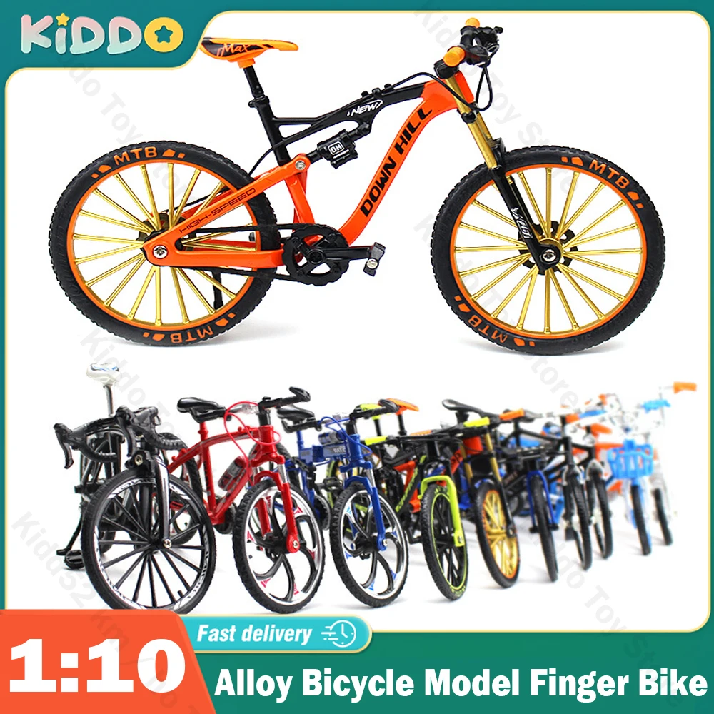 Mini 1:10 Alloy Bicycle Model Alloy Finger Mountain Bike Magic Racing Simulation Adult Collection Bend Road Toys Gift for Kids