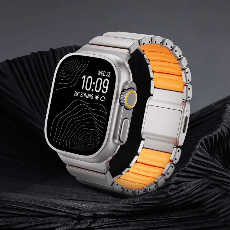 

Титановый фторкаучуковый ремешок для Apple Watch Ultra 3 2 49 мм 46 мм 45 44 мм Магнитный ремешок для Iwatch 11 10 9 8 7 SE Роскошный ремешок для часов