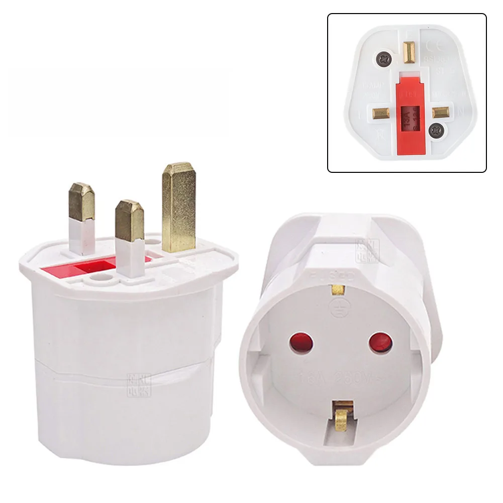 2 sztuki wtyczki adaptera U Euro 2 Pin do UK 3 wtyk pinowy uniwersalny Adapter AC Adapter podróżny części zamienne do europejskich elektronarzędzi