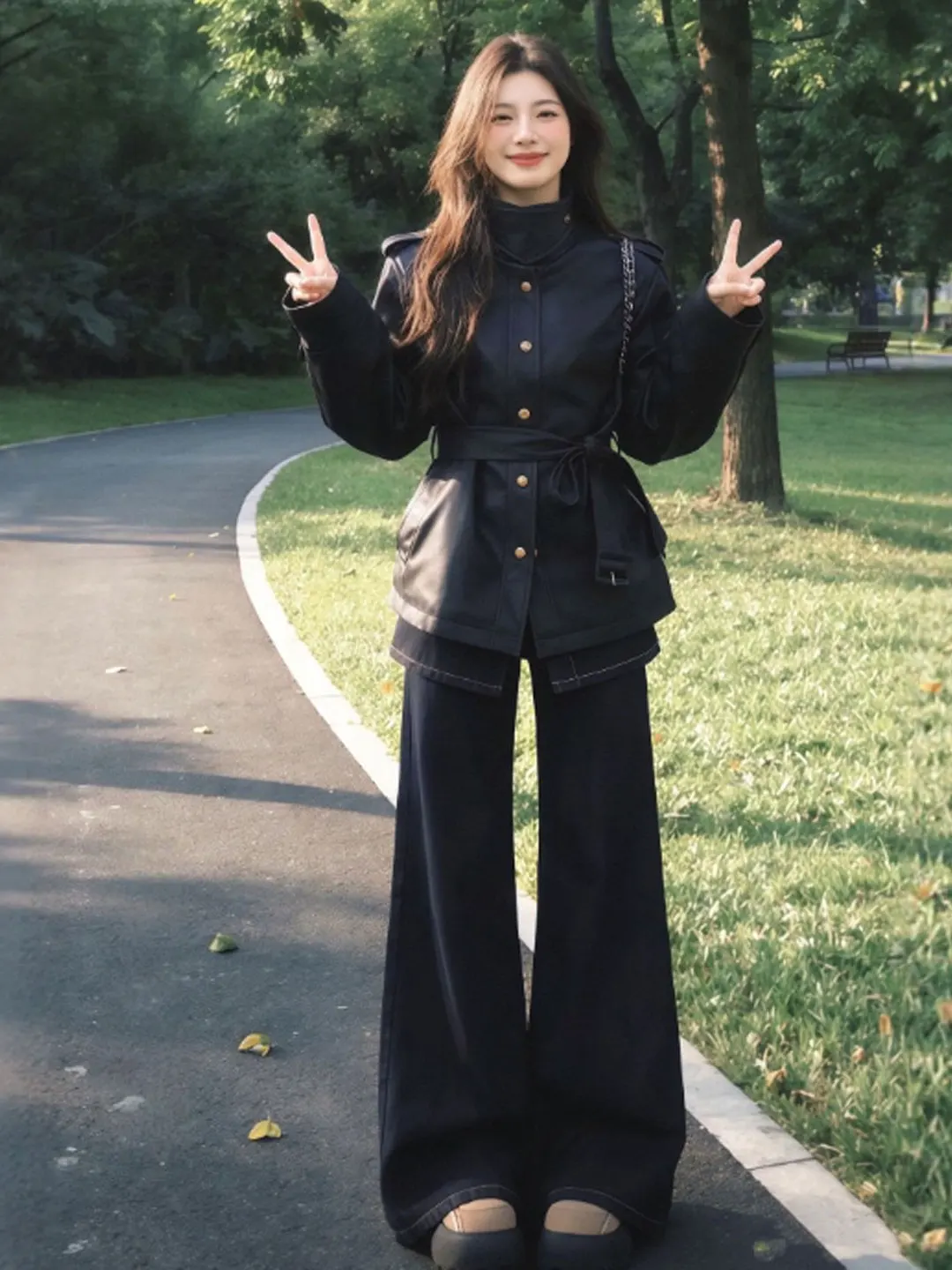 เสื้อแจ็คเก็ตหนังทรงเข้ารูป สไตล์เรโทร แขนยาว รุ่นสปริง 2026 แฟชั่นสำหรับผู้หญิง เดินเล่นในเมือง