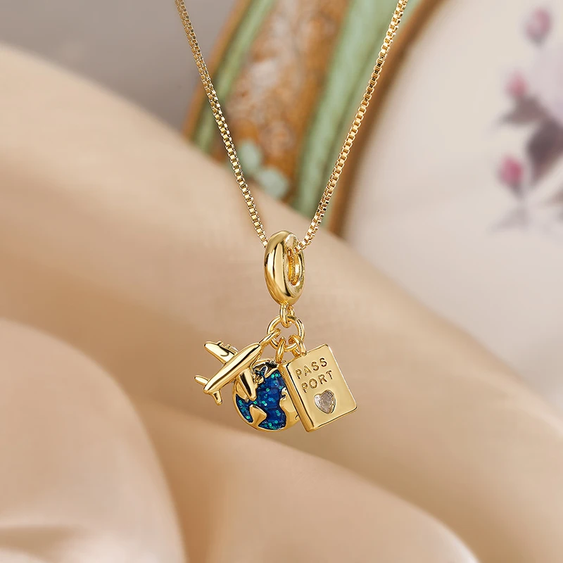 GANPUP Stilvolle Kreative Flugzeug-Pass-Kamera Anhänger Halskette für Damen und Herren, Modische Schlüsselbeinkette, Choker Schmuck Geschenk – Detail 6