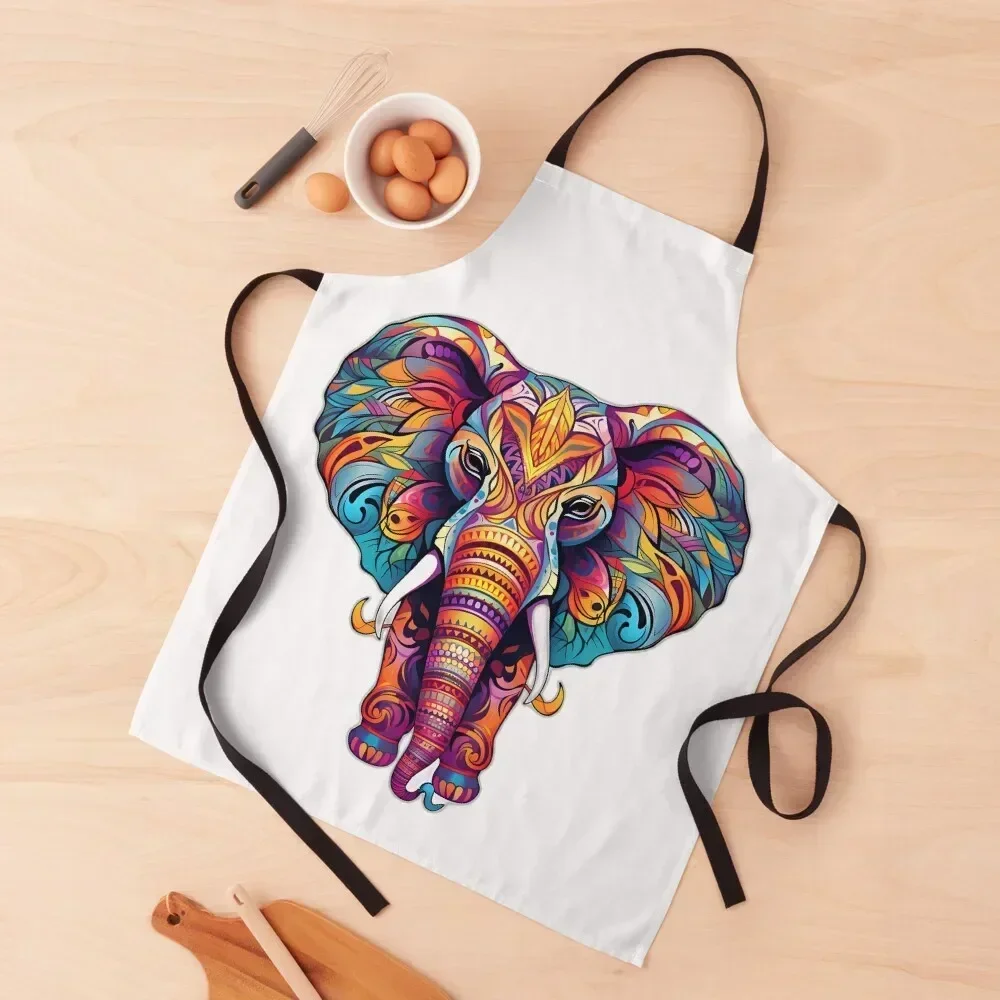 

Colorful Elephant Apron Kitchen For Man Kitchen Tools professional hairdresser For Cooking Apron