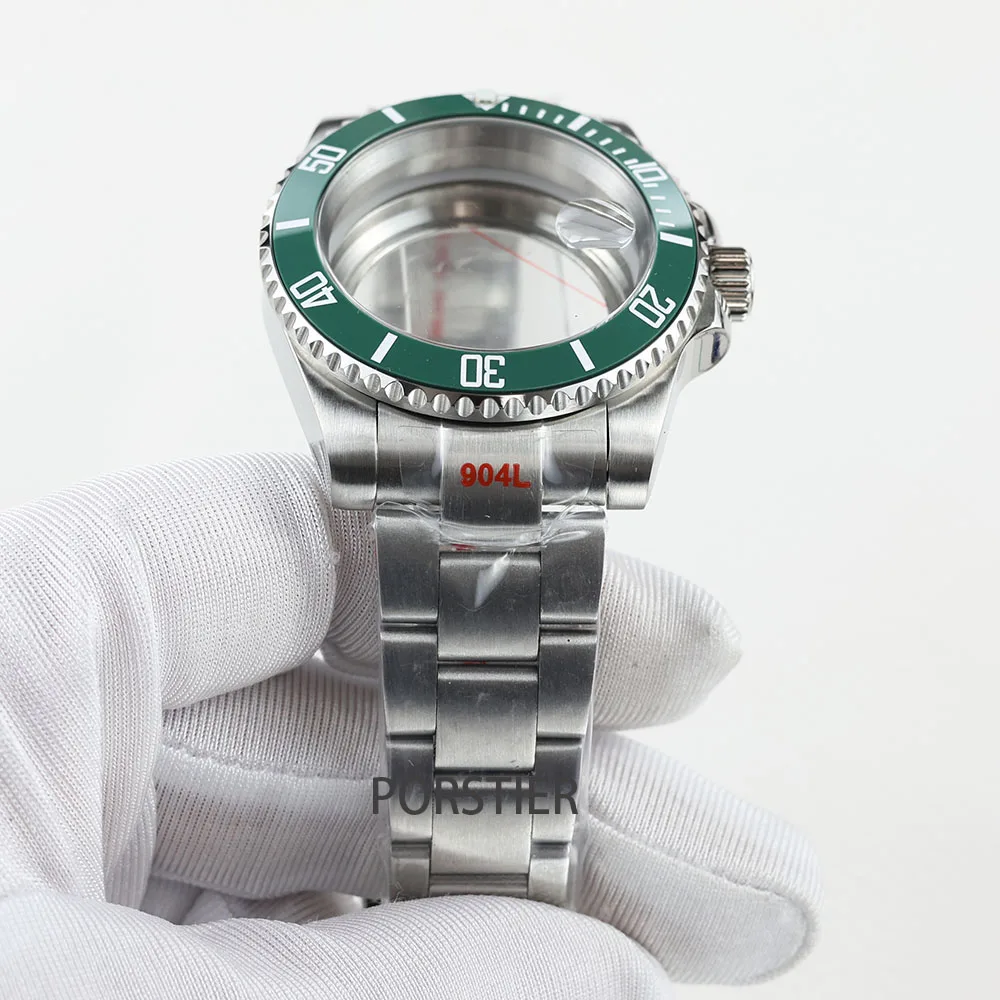 Boîtier de Montre en Verre Saphir Étanche, Bracelet Huître/Jubilee, pour Mouvement SeATM NH34 NH35/ NH36, Boîtier Sous-Marin à Cadran de 28.5mm, 40mm
